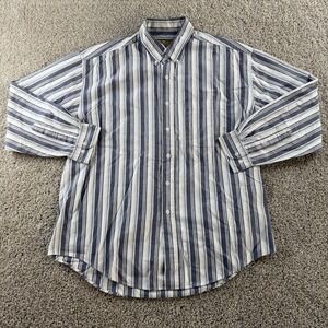 Vintage Sun River Shirt Mens Large Blue Striped Long Sleeve Button-Down Cotton